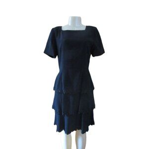 Gazzelle Ciampi For Magali Vintage Black Ruffle Dress Size 8